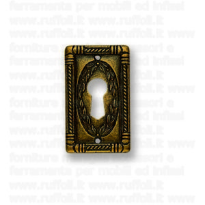 Bocchetta chiave per mobili antichi - Ottone anticato 5038B6